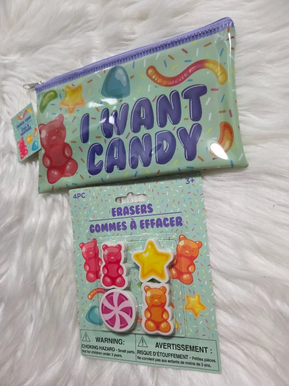Candy Themed Pencil Pouch & Eraser Set